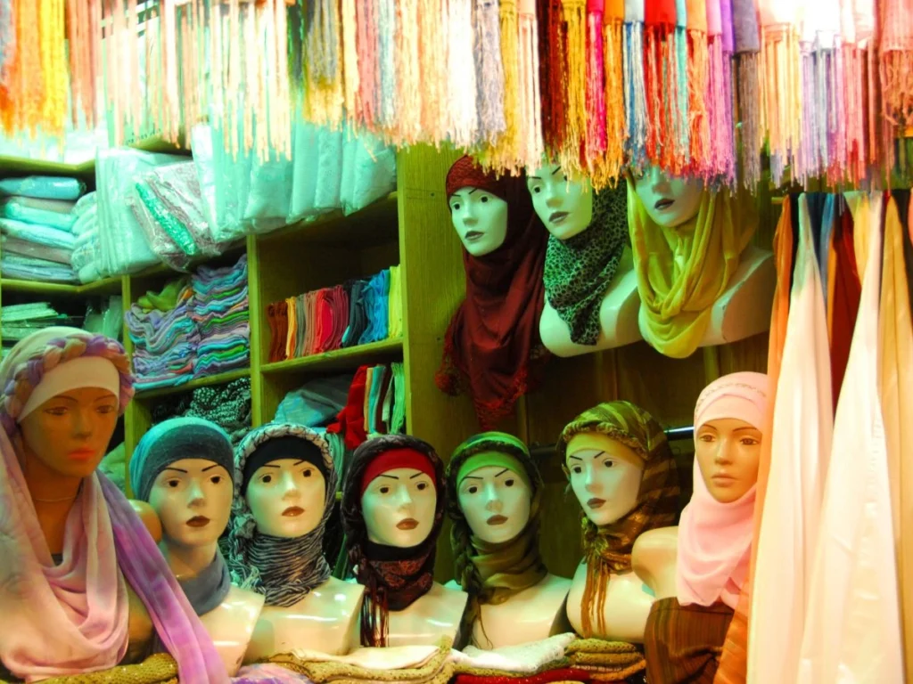 A shop selling hijabs.